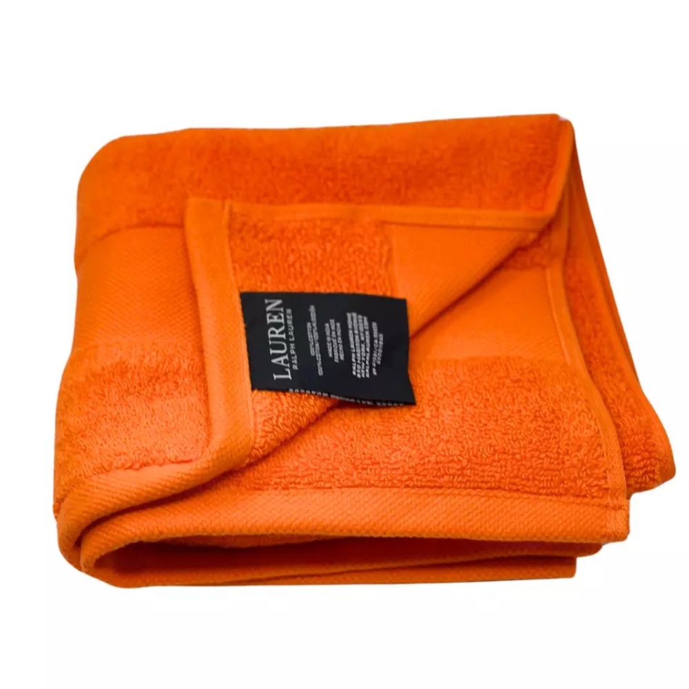 RALPH LAUREN WESCOTT Summer Orange Premium Soft Cotton 16 x 30"  Hand Towel NEW